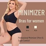 Linliasor Women's Comfortable T-Shirt Minimizer Sports Bra, Black, 34C