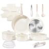 Chef Power 19-Piece Cream White Ceramic Cookware with Detachable Handles