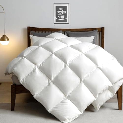 APSMILE Queen High Fill-Power Organic Cotton Down Comforter, Medium Warmth