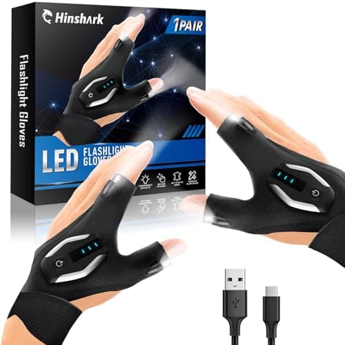 Hinshark USB Rechargeable Rainproof LED Flashlight Gloves for Mechanics