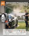 Giraffe Tools Grandfalls Pro Retractable Wall Mounted Pressure Washer, 3700 PSI