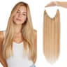 Charites 12-Inch Golden Brown Real Human Hair Halo Extension Fish Line