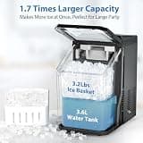 Aeitto High-Capacity Countertop Nugget Ice Maker with 4.2L Tank, 55 lbs