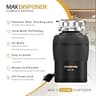 MAX DISPOSER 0.75 HP Continuous Feed Quiet Garbage Disposal with Power Cord