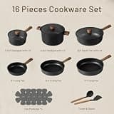CAROTE 16-Piece Titanium-Reinforced Ceramic Nonstick Cast Aluminum Cookware Set