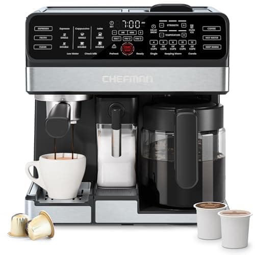 Chefman 8-in-1 Coffee Station Combo with 20-Bar Pump and Automatic Milk Frother