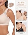 HACI Women's Front Closure Posture Full Coverage Back Support Wireless Sports Bra