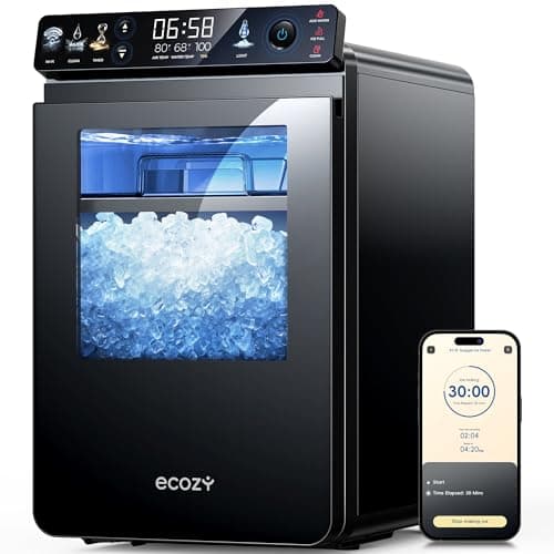 ecozy Smart Countertop Nugget Ice Maker with Full-Color Panel and Remote App Control