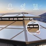 YOLENY 10x13 ft. Polycarbonate Double Roof Hardtop Gazebo with Curtains