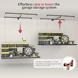Overhead Garage Ceiling Storage Rack, 4x8 FT Manual Lift System with Safety Lock