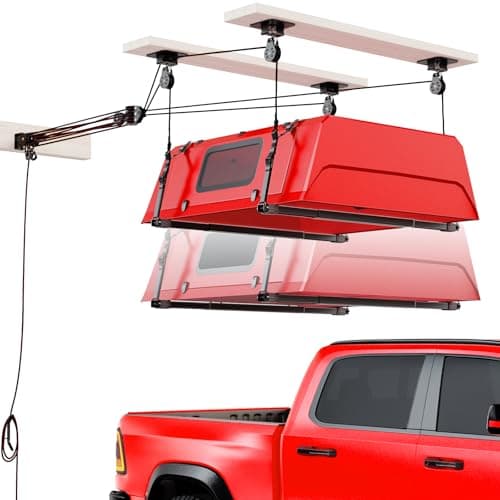 Pacikwest Truck Cap Hoist System for Garage Ceiling, 250 lbs Capacity, Self-Leveling