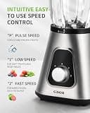 GDOR 1200W High-Speed Smoothie Blender with 52-Ounce Glass Jar & Travel Cup