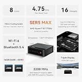 Beelink SER5 MAX Mini PC Desktop, AMD Ryzen 7 7735HS, 24GB RAM, 500GB SSD