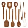 CAROTE 8-Piece Acacia Wood Cooking Utensil Set for Nonstick Cookware Use