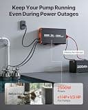 VEVOR 2500W Pure Sine Wave Battery Backup Inverter for Dual Sump Pumps
