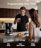 ecozy 12-Cup Programmable Drip Coffee Maker with Integrated Electric Bean Grinder