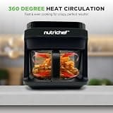 Nutrichef 5.8-Quart Air Fryer with Transparent Glass Bowl and Easy Cleanup