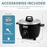 Aroma Housewares Select Stainless Rice Cooker with Uncoated Pot, 6-Cup