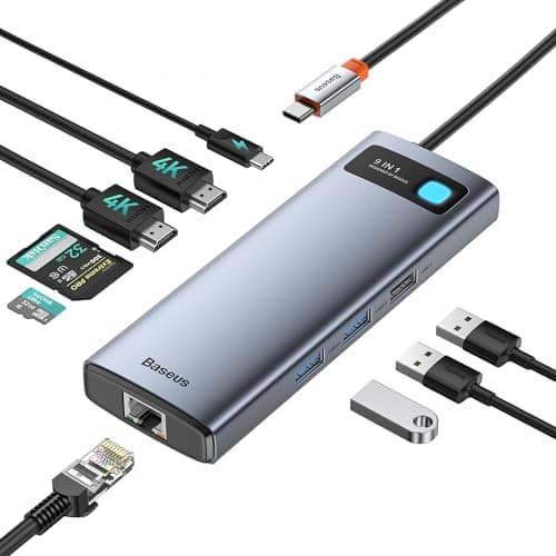 Baseus 9-in-1 Dual Monitor USB-C Docking Station with 4K@120Hz Support