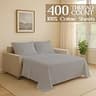 Queen Solid Sofa Bed Sheet Set, 100% Cotton, 400 Thread Count, Silver Grey