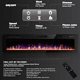 BOSSIN 72-Inch Ultra-Thin Silence Linear Electric Fireplace for Large Spaces