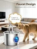 Advanced 304 Stainless Steel Cat Water Fountain with Detachable Tank, 2.2L