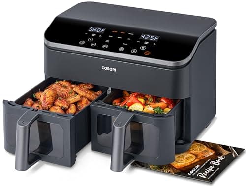 Cosori 9-Quart Dual Basket Air Fryer with 10-in-1 Cooking Functions & Sync