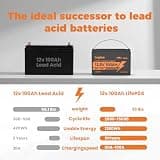 LVGINE 12V 100Ah Group 31 LiFePO4 Rechargeable Lithium Iron Phosphate Power Battery