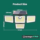 Omibee 4500LM 4-Head Adjustable Solar Security Wall Light with Remote