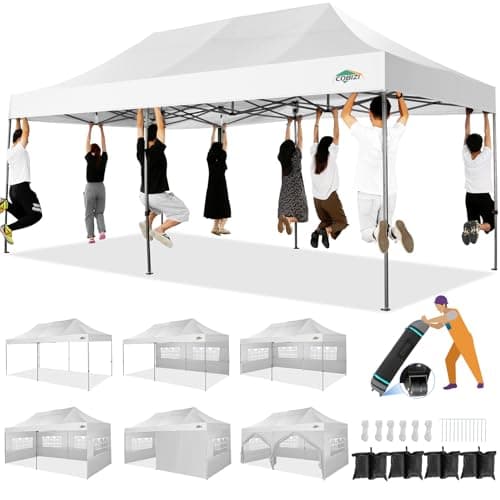 COBIZI Heavy Duty Pop-Up Canopy Tent with Thickened Frame and 6 Removable Sidewalls
