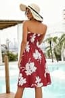 Chicgal Strapless Tube Top Off-the-Shoulder Knee Length A-Line Swing Dress