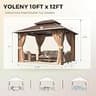 YOLENY 10x12 ft. Galvanized Steel Double Roof Hardtop Gazebo with Curtains