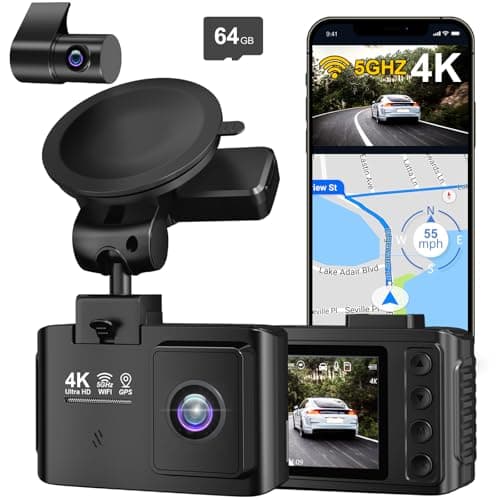 WANLIPO A13 4K Front and 2.5K Rear Dual Dash Cam with 5GHz Wi-Fi and 64GB Card