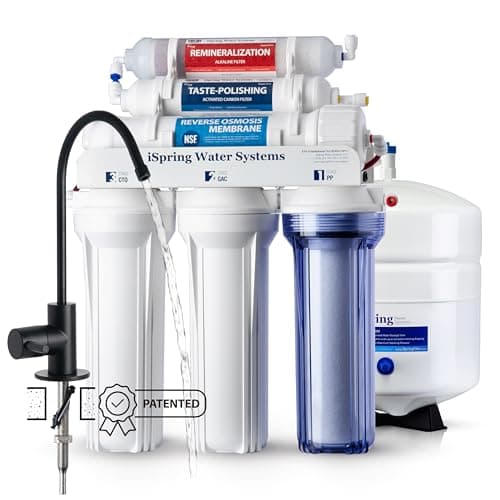 iSpring RCC7AK-BLK 6-Stage Under Sink Reverse Osmosis Filter, Black Faucet