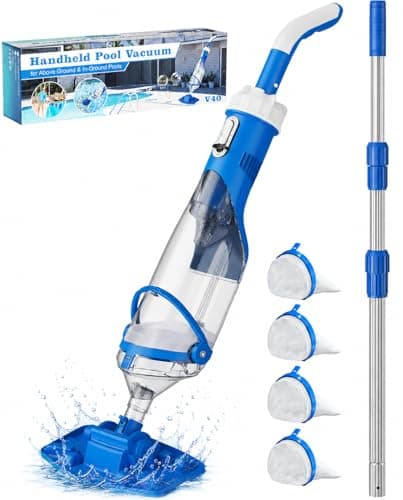 Teguy Cordless Handheld Pool Vacuum with Auto Shutoff and Reusable 500-Mesh Filters