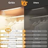 Gritin 2-Pack 14.7-Inch Under Cabinet Lights with Stepless Dimming Tech