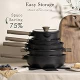 Astercook 19-Piece Black Titanium Non-Stick Pots and Pans Cookware Set