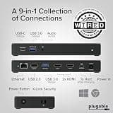 Plugable Dual 4K 60Hz HDMI USB-C Docking Station with 65W Power Delivery