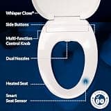 Bio Bidet Bliss BB550 Elongated Heated Bidet Toilet Seat with Side Control Knob