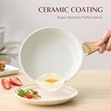 Sensarte Nonstick Ceramic Frying Pan with Tempered Glass Lid and Wood Handle