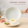 Sensarte Nonstick Ceramic Frying Pan with Tempered Glass Lid and Wood Handle