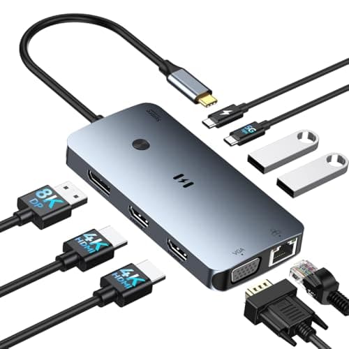 Selore Quad Display Triple Monitor Docking Station with 100W PD and Gigabit Ethernet