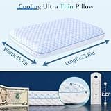 Iwacool Ultra Slim 2.25-Inch Cooling Gel Memory Foam Flat Pillow for Pain Relief
