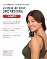 Fruit of the Loom Women's Front-Close Unpadded Cotton Sports Bra 3-Pack