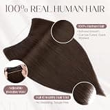 MY-LADY 16-Inch Dark Brown Premium Human Hair Halo Extensions with Wire