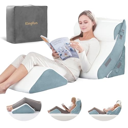 Kingfun 4-Piece Orthopedic Bed Wedge Pillow Set with Anti-Slip Design