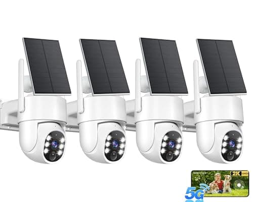 Dual-Band WiFi 2K Solar Security Camera System with AI Detection, 4-Camera Kit