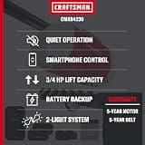Craftsman 3/4 HP myQ Ultra-Quiet Smart Belt Drive Garage Door Opener System