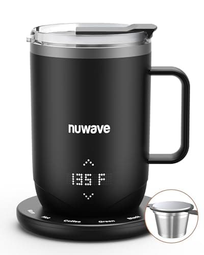 Nuwave Smart Rechargeable Heated Coffee Mug with Brewing Presets, 16oz