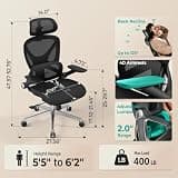 CAPOT Ergonomic Mesh Office Chair with L1-L5 Lumbar Support and 4D Arms
